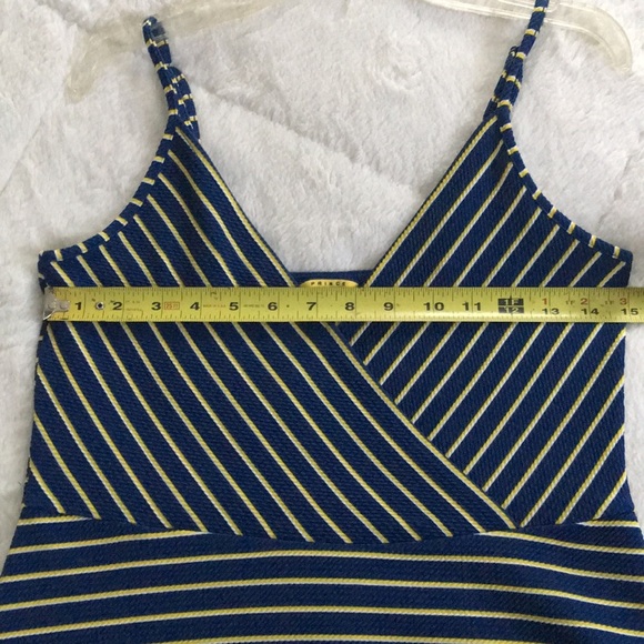 Prince & Fox summer stripes Dress Medium M Navy & Yellow - Picture 5 of 6